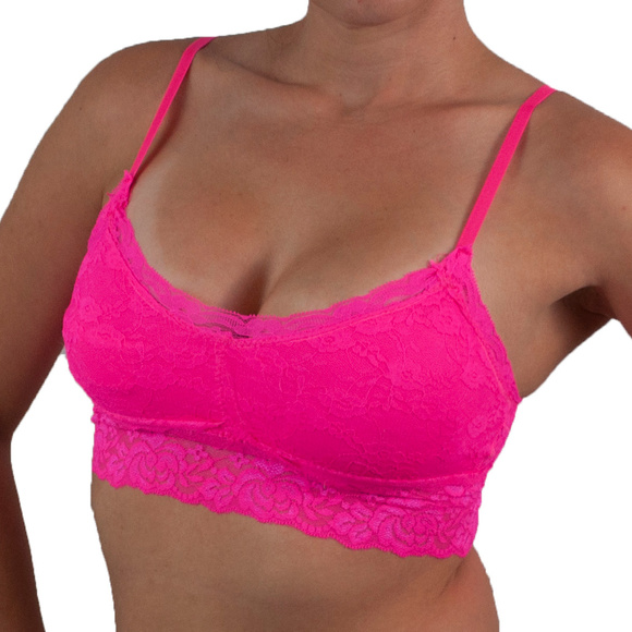 🦊 | Lace Hot Pink Bra Light Weight Adjustable - Picture 2 of 4